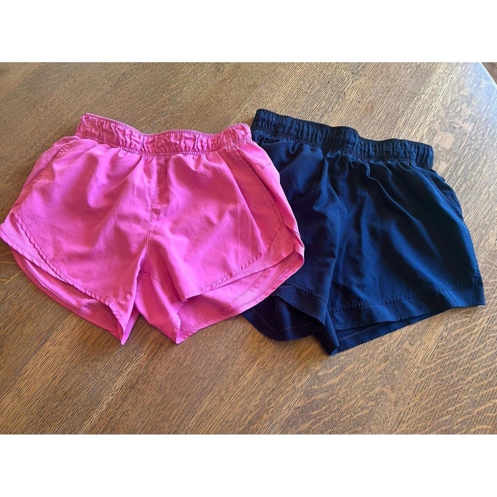 Bundle of 2 Athletic Works Shorts Size Small 4-6 Navy Blue & Pink Built-In Liner